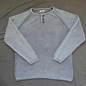 Carbon 2 Cobalt Waterman Sweater Men's Size XL Blue Henley Ribbed Heavyweight
